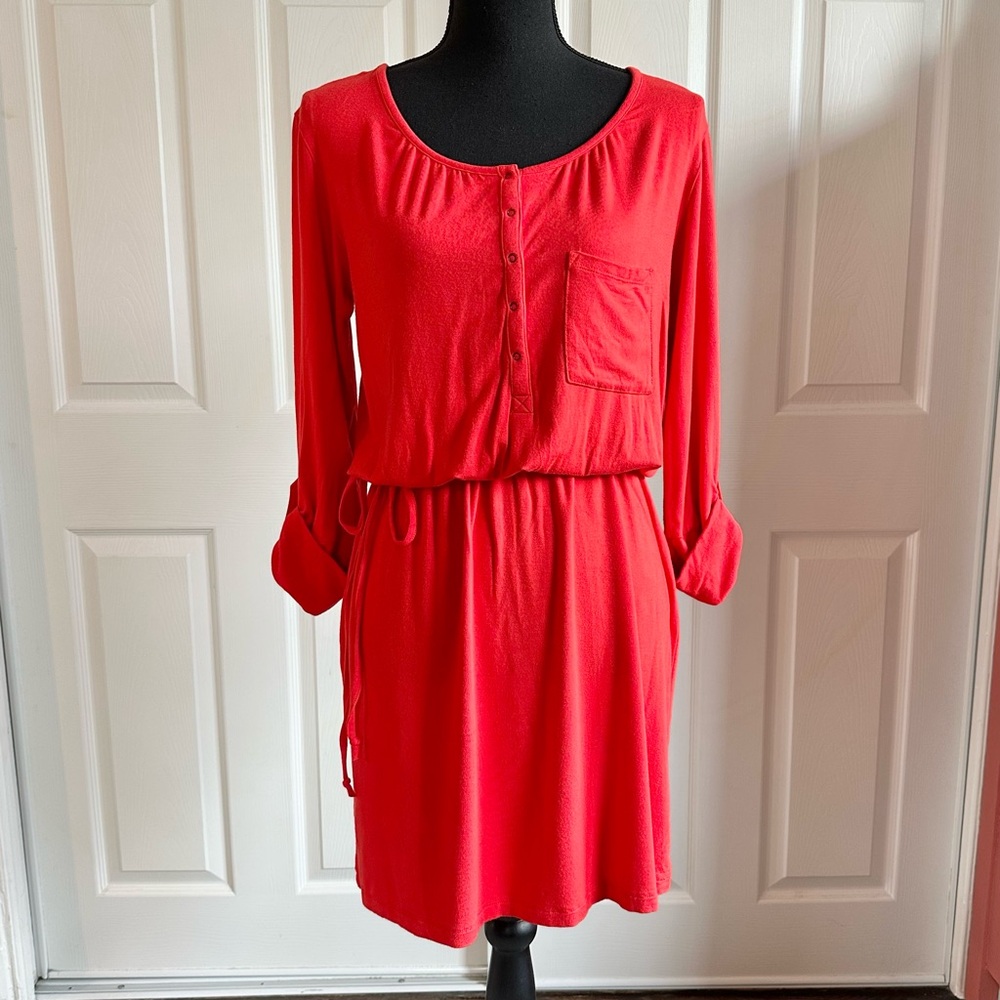 Gap Orange Henley Tshirt Dress Stretchy